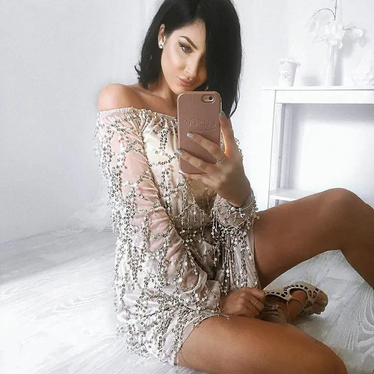 Sequin Dress, Short Formal Dress, Fringe Dress